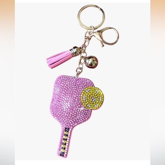 Accessories - Pink Pickleball Rhinestone Keychain/purse charm!!